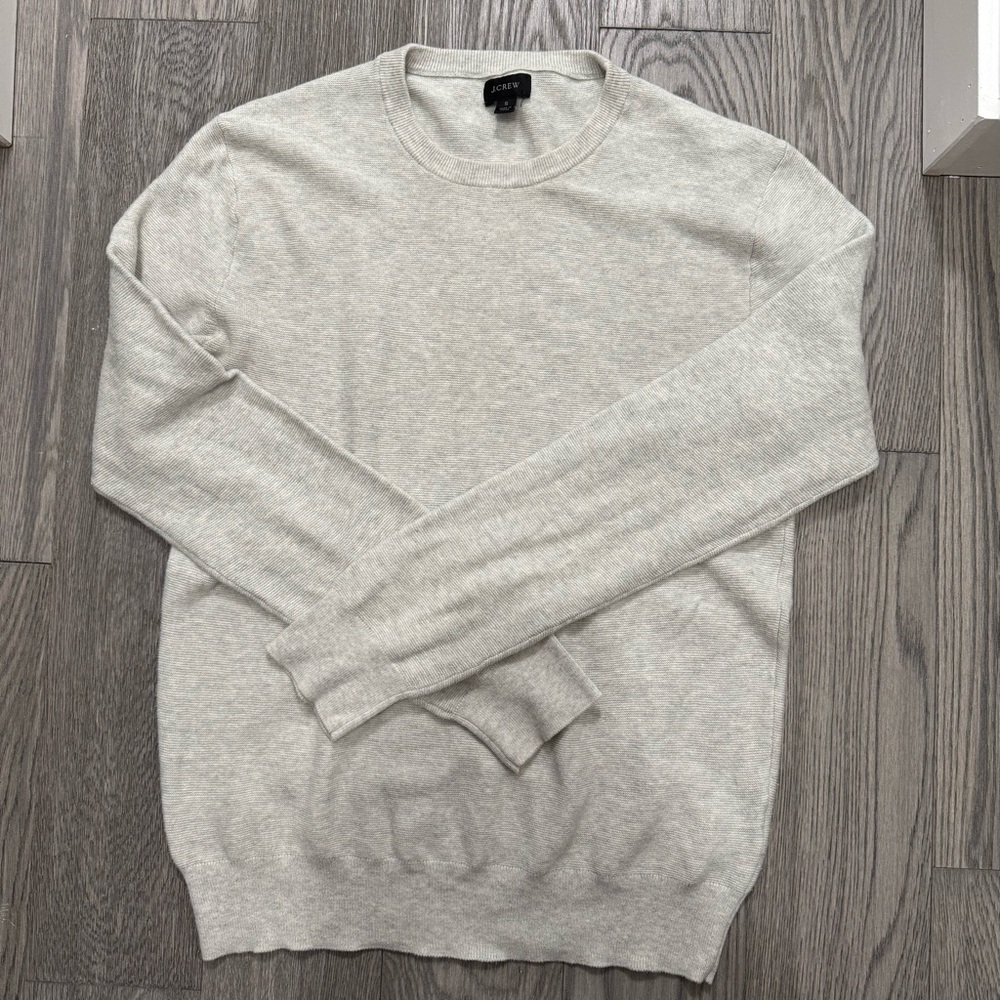 J. Crew Sweater Small Gray 100% Cotton Crewneck Pullover Long Sleeve Knit